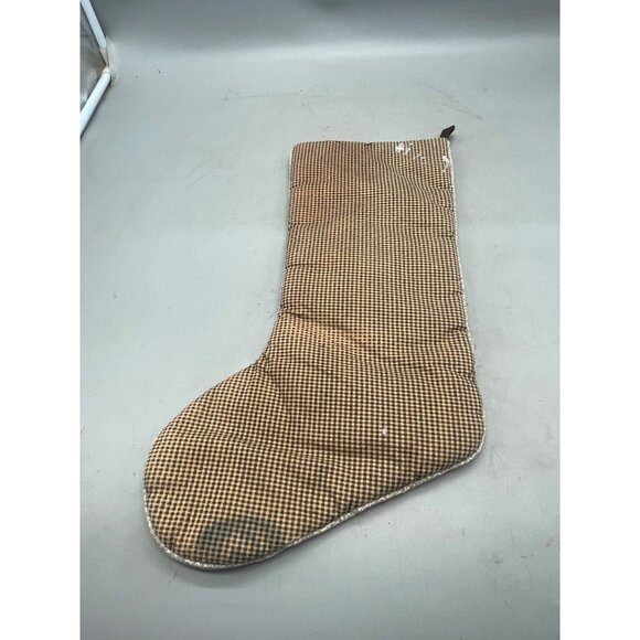 vintage Christmas stocking plaid brown Santa reindeer button candy cane READ - Picture 5 of 6